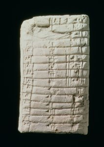 Forhistorisk tablet med multiplikationstabel (gips) af Prehistoric